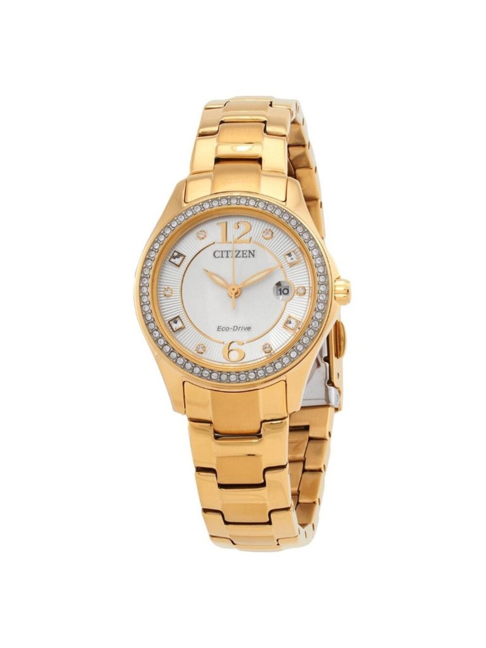 NWT Citizen Crystal Eco-Drive Champagne Dial Ladies Watch